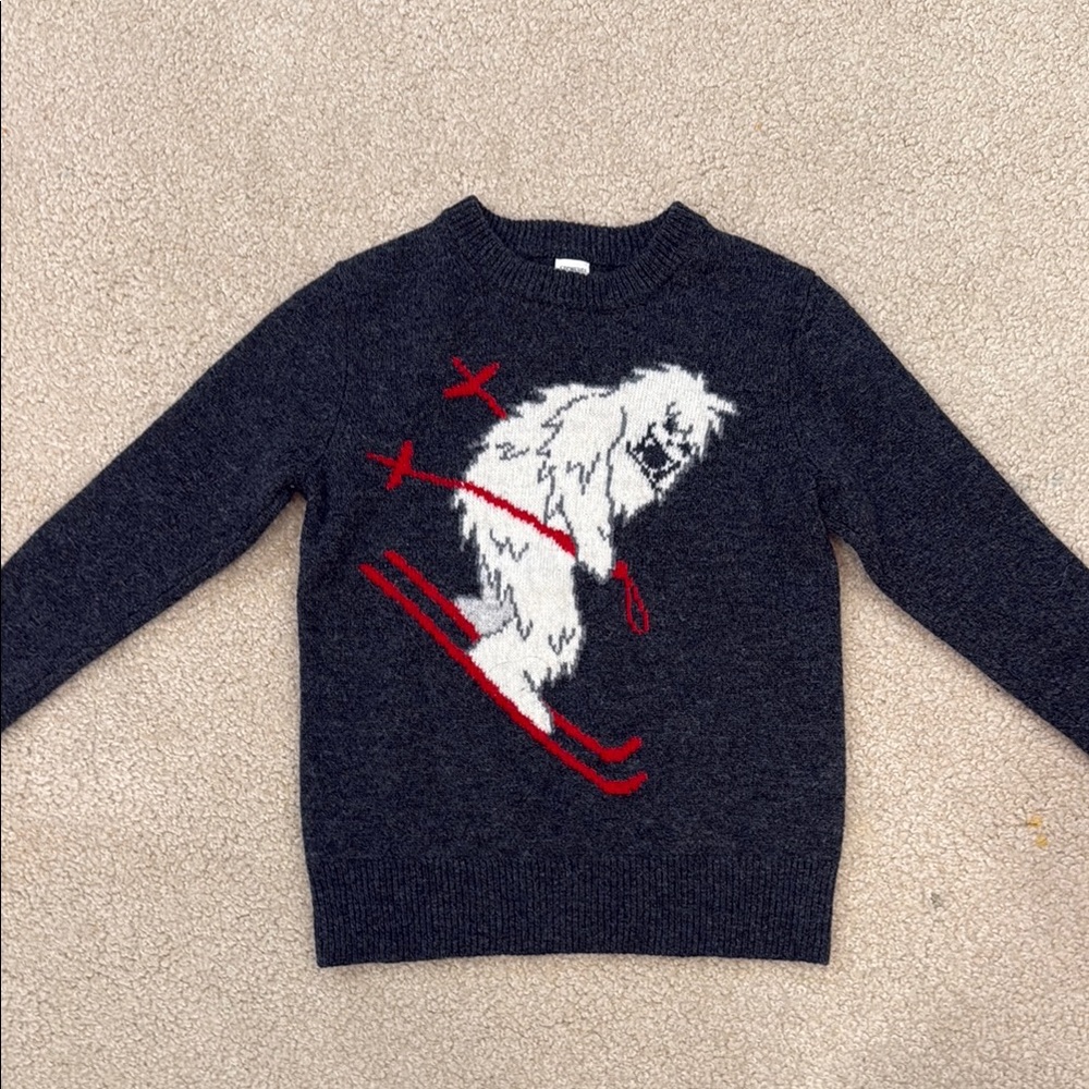 Crewcuts Charcoal Lambswool Wool Sweater Skiing Yeti Size 7